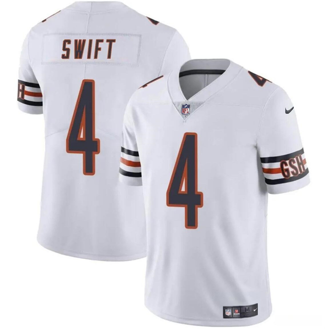 Men's Chicago Bears #4 D’Andre Swift White Vapor Football Stitched Jersey